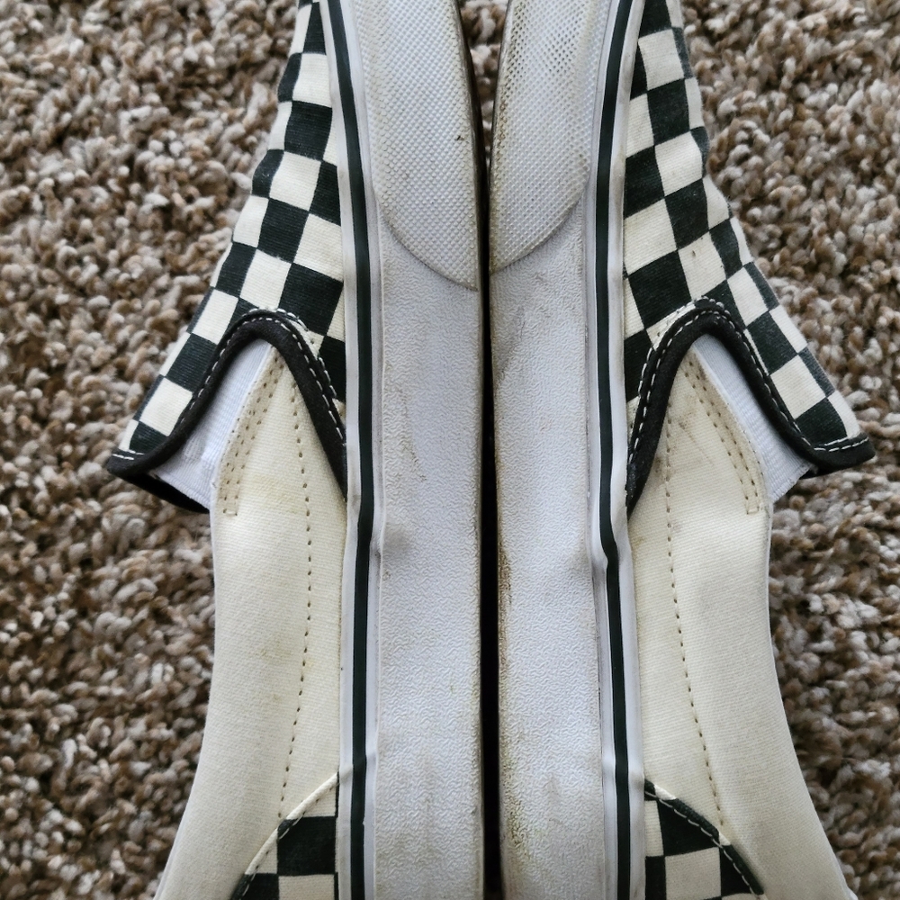 Vans black and white checkered slip on